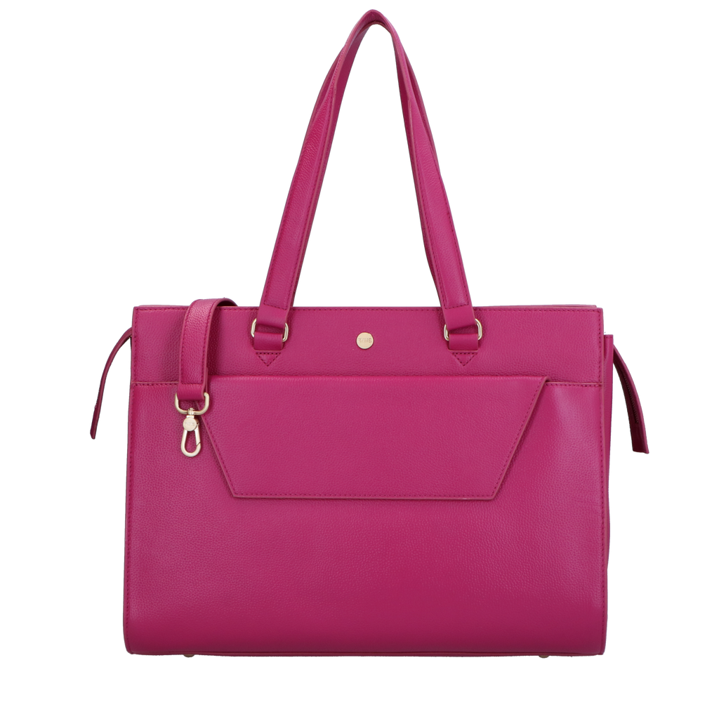 Fuchsia Roze leren dames laptoptas FMME